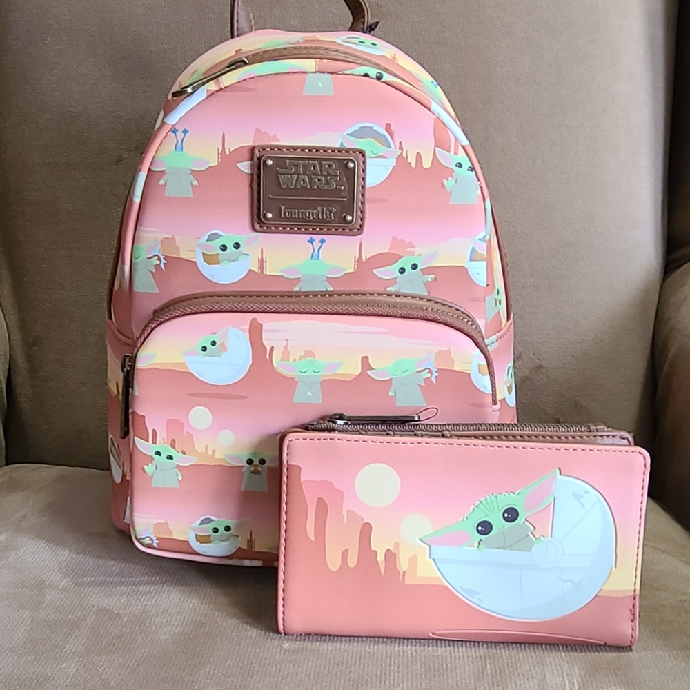 Loungefly Star Wars The Child Scene All-Over Print Backpack & Wallet